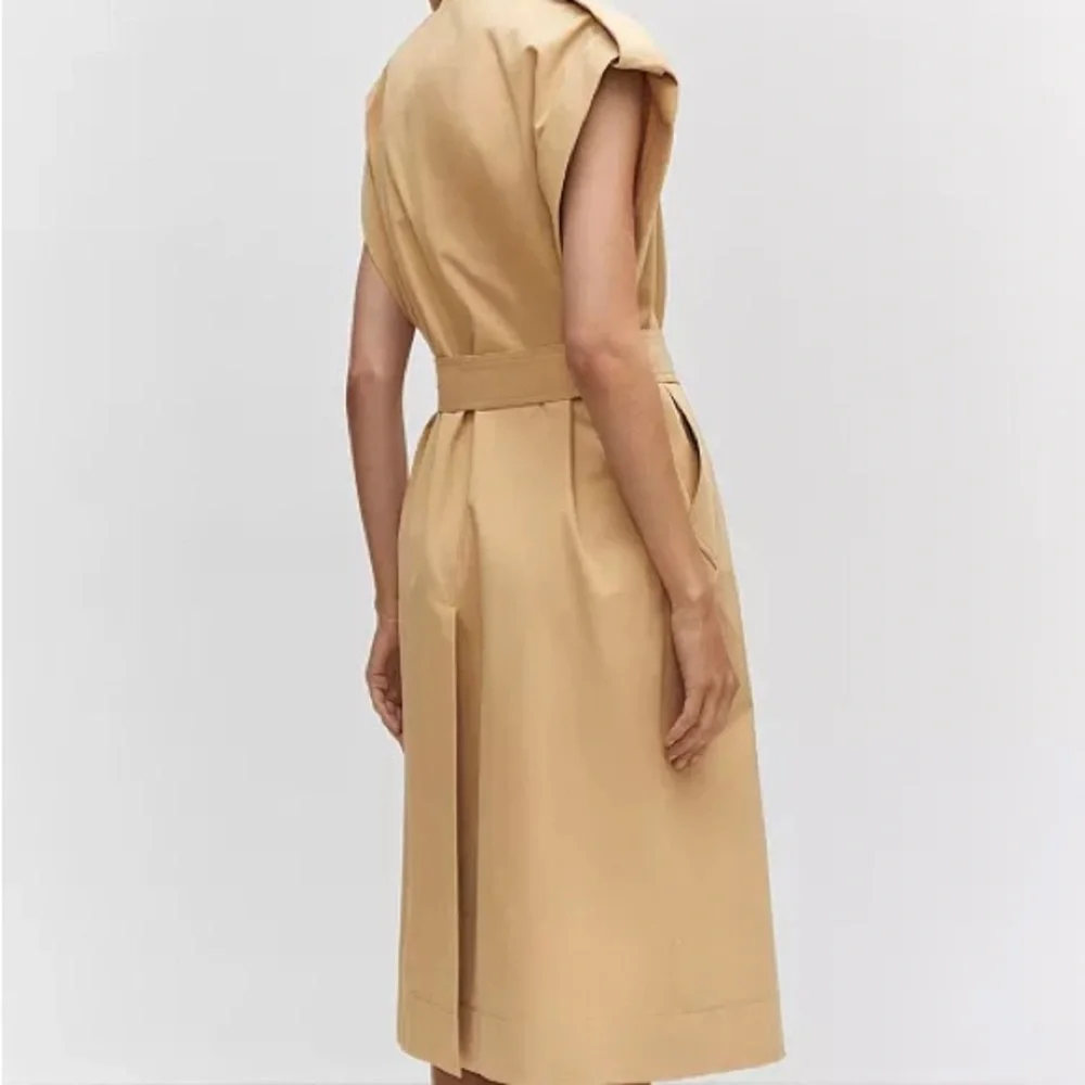 MNG Sleeveless Button-Down Trench Coat Khaki Small - Picture 3 of 13